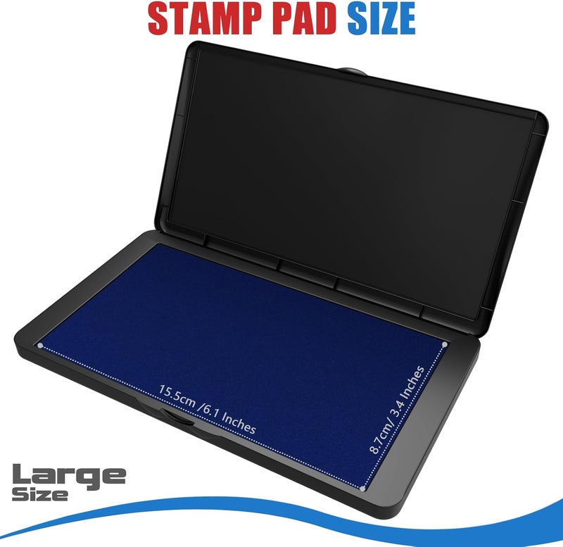 Lsushine Large Stamp Pad, 6.1 x 3.4 Inch Blue Ink Pad Premium Quality Felt Pad Rubber Stamp Ink Pad for Office, Home - Image 2